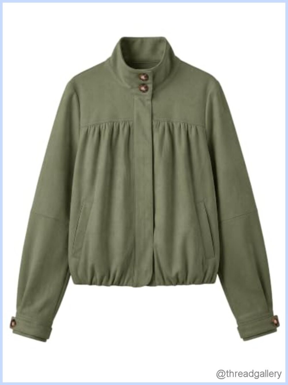 Faux Suede Button Up Bubble Coat Long Sleeve Funnel Neck Women's Casual Jacket